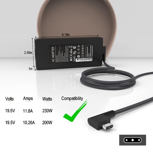 230W Razer Blade Charger Replacement 19.5V 11.8A for Razer Blade 15 16 17 W634