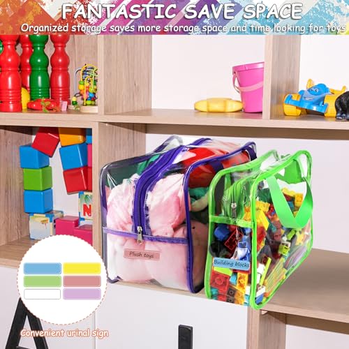 6 Packs Large Toy Storage Bags with Labels, Clear PVC Organizer with Zipper W66156