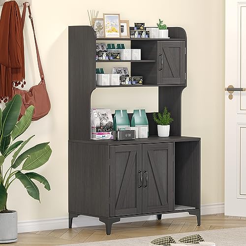 Cat Litter Box Furniture with Shelf Storage, Grey M3162
