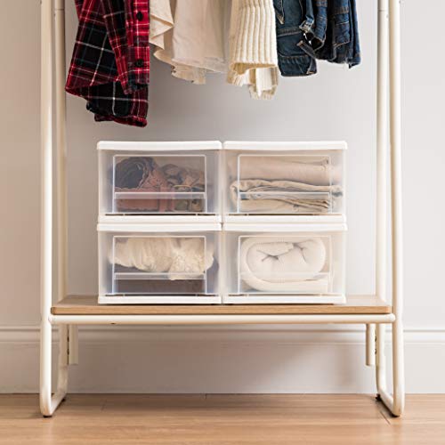IRIS USA 17 Qt Plastic Drawer Storage Organizer, 4-Pack, White T2447