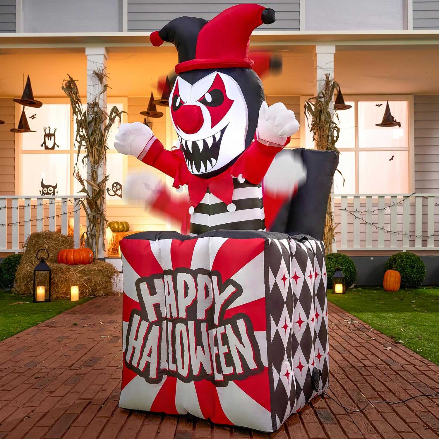 Joiedomi 5 Ft Halloween Inflatables Decorations Outdoor, Halloween Inflatable Decor with Built-in LEDs Halloween Animatronics Clown Halloween Inflatable Party Decoration Outside for Yard Lawn Garden