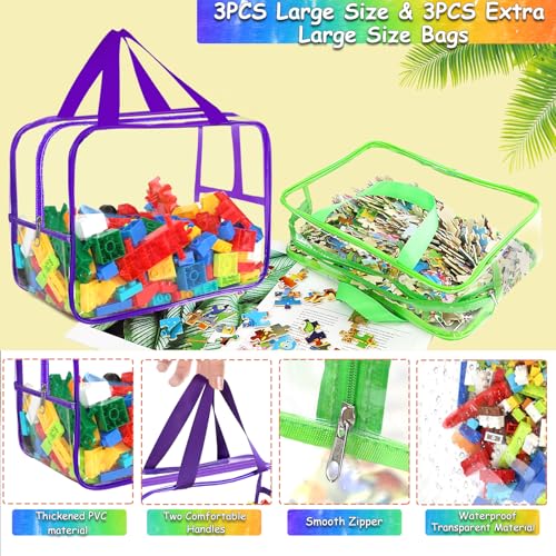 6 Packs Large Toy Storage Bags with Labels, Clear PVC Organizer with Zipper W66156