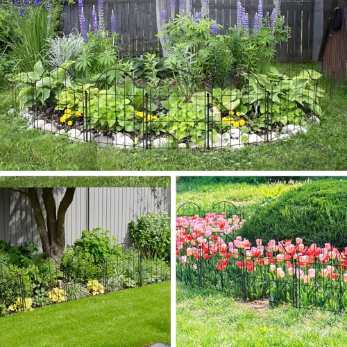 Animal Barrier Fence 17in x 10.6ft, No Dig Rustproof Metal Garden Border, 10 Pack Q1374