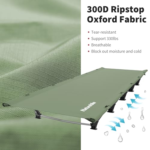 Naturehike GreenWild Ultralight Folding Camping Cot, Portable Bed for Adults, Black E2550