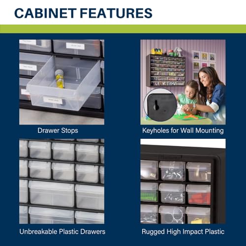 Akro-Mils 24-Drawer Plastic Storage Cabinet, Black I624065