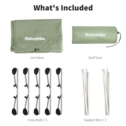 Naturehike GreenWild Ultralight Folding Camping Cot, Portable Bed for Adults, Black E2550