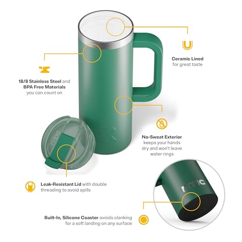 RTIC 20oz Road Trip Travel Mug with Lid and Handle, Insulated Stainless Steel P393441