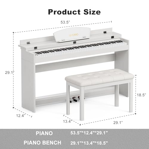 UMOMO 88 Weighted Key Digital Piano with Bench, Hammer Action, Black W36770