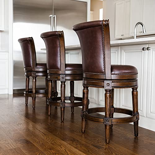 Maven Lane Pullman 26 Inch Counter Height Upholstered Barstool with Back, Set of 2 O936