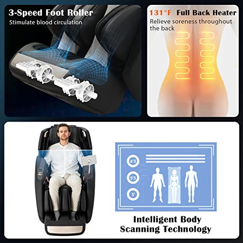 Giantex 3D Full Body Massage Chair, Zero-Gravity Recliner with Touch Screen, SL Track, Black + Brown U7449