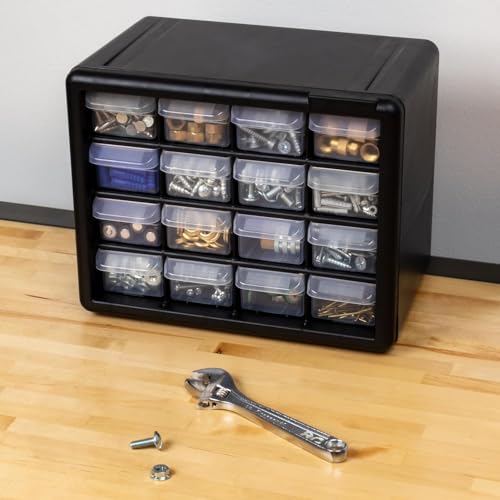 Akro-Mils 24-Drawer Plastic Storage Cabinet, Black I624065