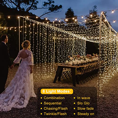Smart Curtain Lights 400 LED Plug in with App & Remote V800