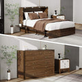 Murphy Bed Queen, Murphy Bed Cabinet with Charging Station, Large Storage Drawer and Shelves for Home Office or Guest Room, Warm White