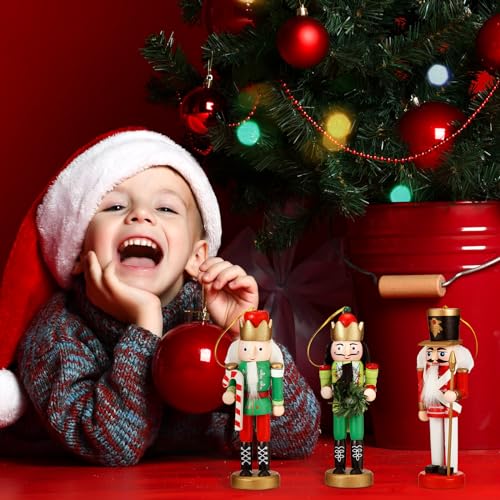 Jetec 10 Pcs Christmas Nutcracker Wooden Hanging Ornaments 5 Inch U816355
