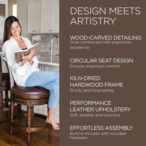 Maven Lane Pullman 26 Inch Counter Height Upholstered Barstool with Back, Set of 2 O936