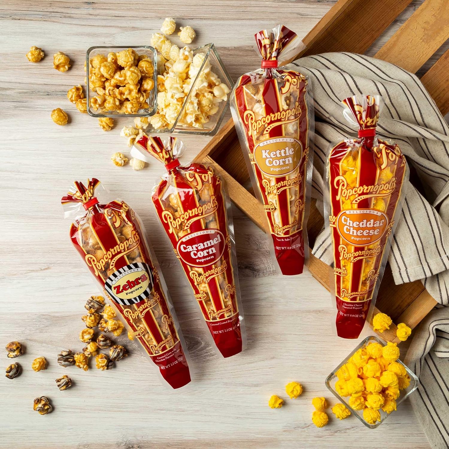 Popcornopolis Gourmet Popcorn Snacks, 12 Cone Variety Pack T942084