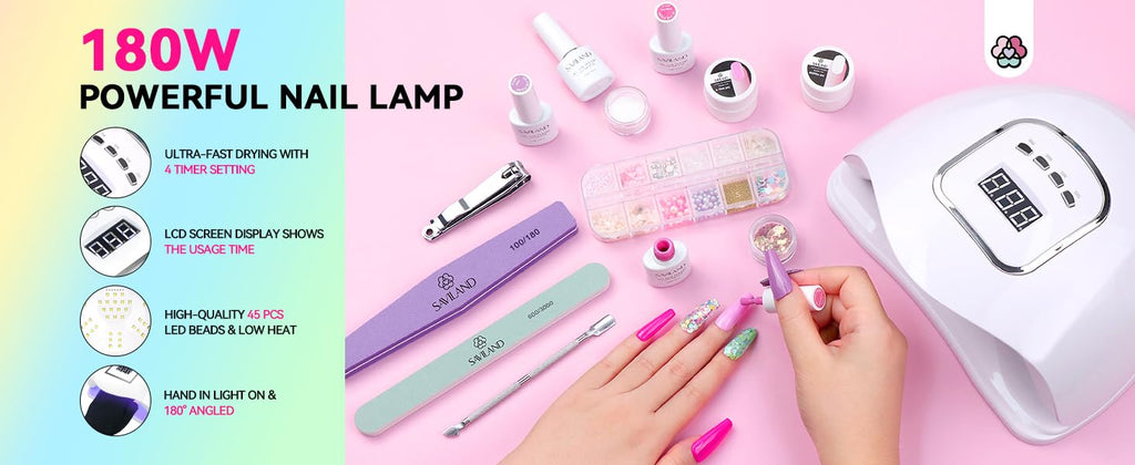 Saviland Gel Nail Polish Kit with UV Light, 27+3 Colors, Soak-Off Gel, Nail Lamp & Drill V113352