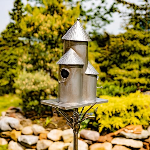Large Copper Multi-Birdhouse Stakes for 4 Bird Families A740