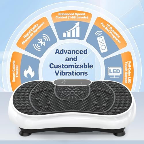 Vibration Plate Exercise Machine with Bluetooth Speaker, 450 lbs Capacity O459