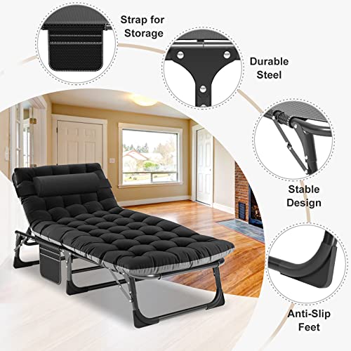 ABORON Folding Camping Cot with Mat for Adults, Heavy Duty Outdoor Bed with Carry Bag C211720