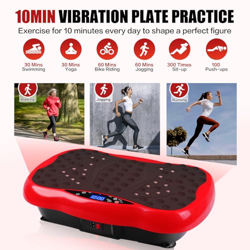 Vibration Plate Exercise Machine for Full Body Fitness with Resistance Bands and Remote F93086