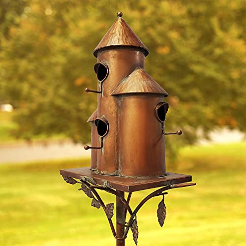 Large Copper Multi-Birdhouse Stakes for 4 Bird Families A740