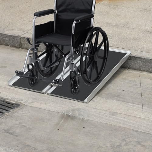 YISHANRENJIE Portable Wheelchair Ramp 3FT, Aluminum Non-Slip Threshold Ramp R369459