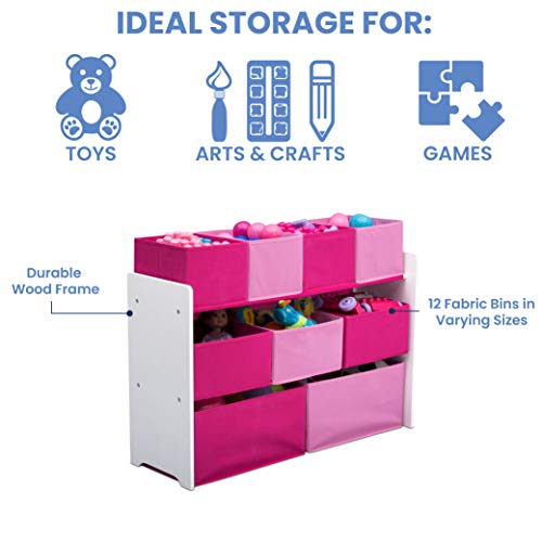 Delta Children Deluxe Multi-Bin Toy Organizer, White/Pink B11718