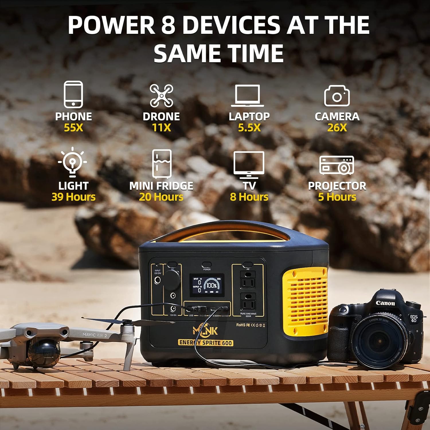 ENERGY SPRITE 600 Portable Power Station 600W, 540Wh Lithium Battery D95417