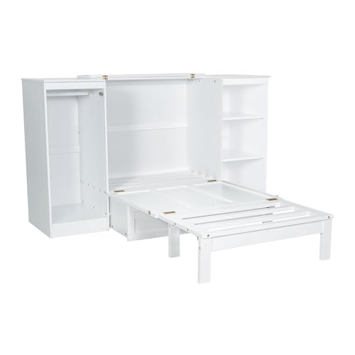 Ball & Cast Murphy Bed Queen Size Wall Chest with Charging Station and Storage Drawer, Gray J8503