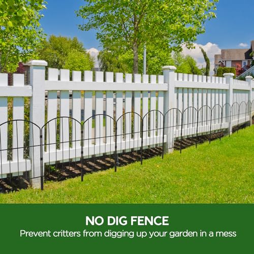 Goovilla Garden Fence, 10ft x 24in, Rustproof Metal Panels, Black No Dig Border G98349