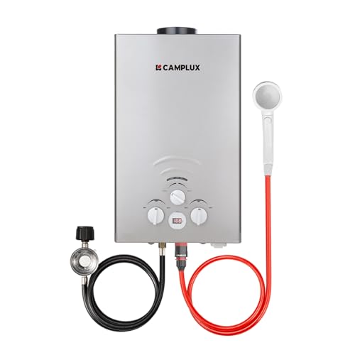 CAMPLUX 2.64 GPM Propane Portable Gas Water Heater, 68,000 BTU, White Y83276
