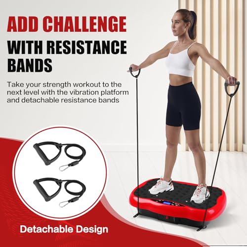 Vibration Plate Exercise Machine for Full Body Fitness with Resistance Bands and Remote F93086