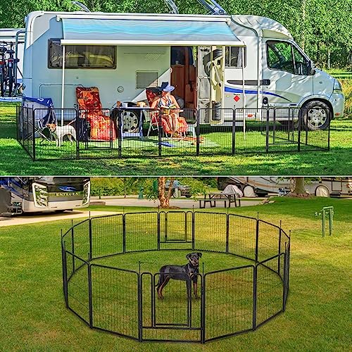 mestyl Dog Playpen 40" Height 16 Panels Outdoor Pet Exercise Pen O950