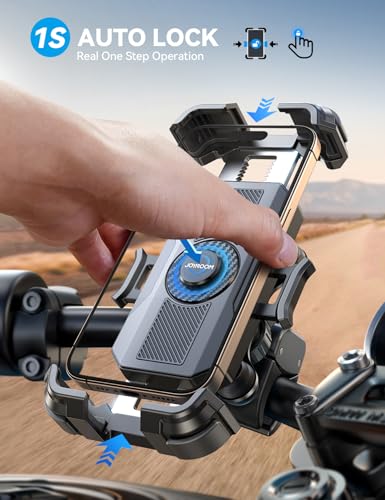 JOYROOM Motorcycle Phone Mount Holder with Dual Vibration Dampener, Metal Handlebar Clamp for 4.7-7" Phones U366721