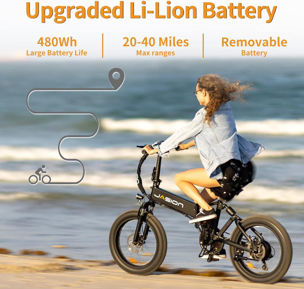 Jasion EB7 2.0 Folding Electric Bike for Adults, 850W Motor, 20" Fat Tire L86670