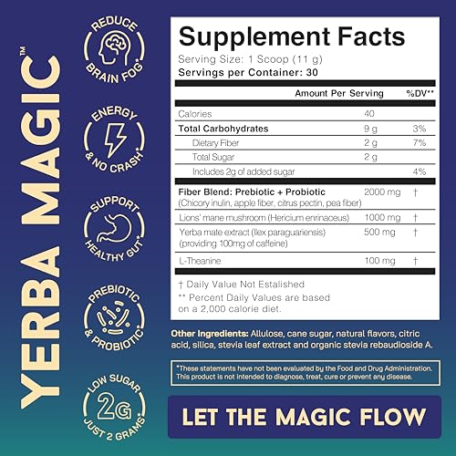 Yerba Magic Pina Colada Yerba Mate Instant Tea Powder, 3-in-1 Super Drink, 30 Servings K645