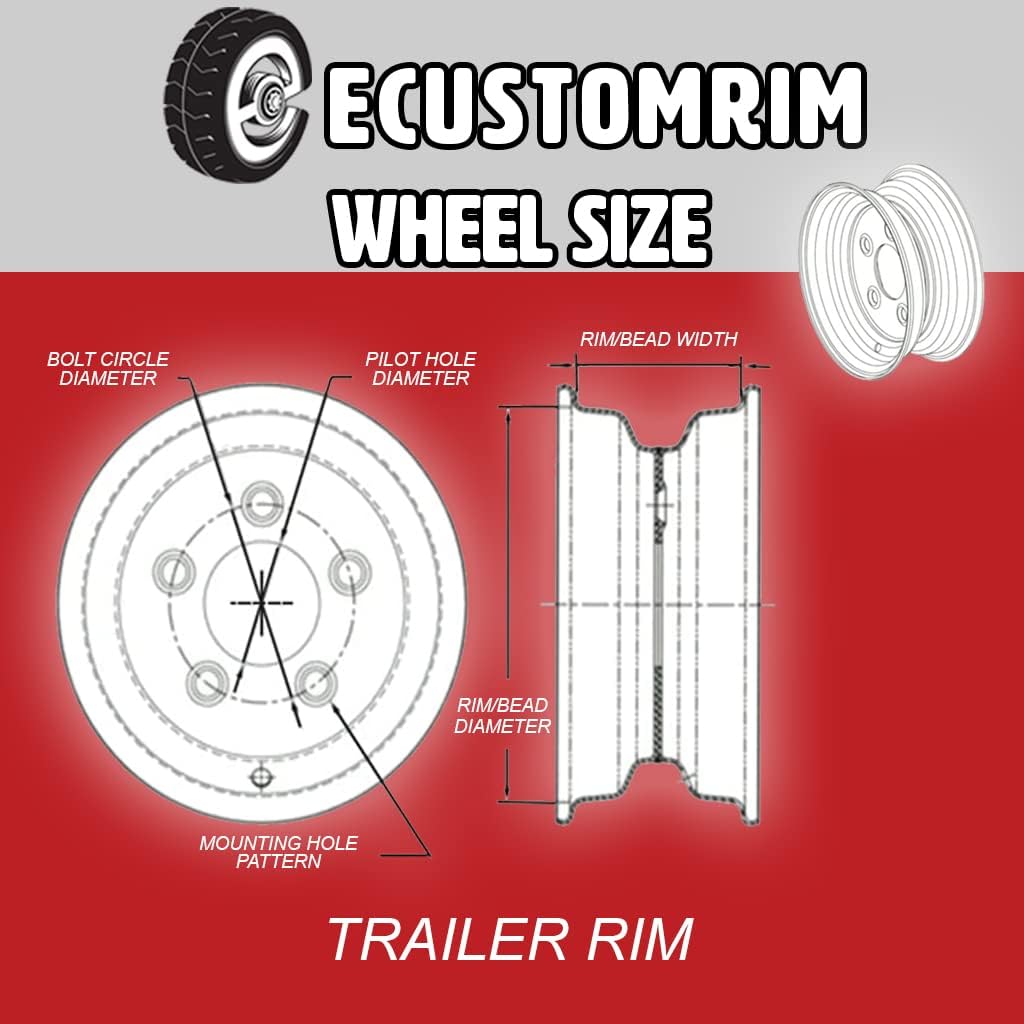 eCustomrim ST205/75R15 Radial Trailer Tire and Rim 15X5 5-4.5 White Spoke Wheel G504