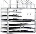 Cq acrylic Clear Makeup Storage Organizer Drawers Skin Care Large Cosmetic Display Cases 1 Pack Stackable Storage Box With 11 Drawers For Dresser,Pack of 1