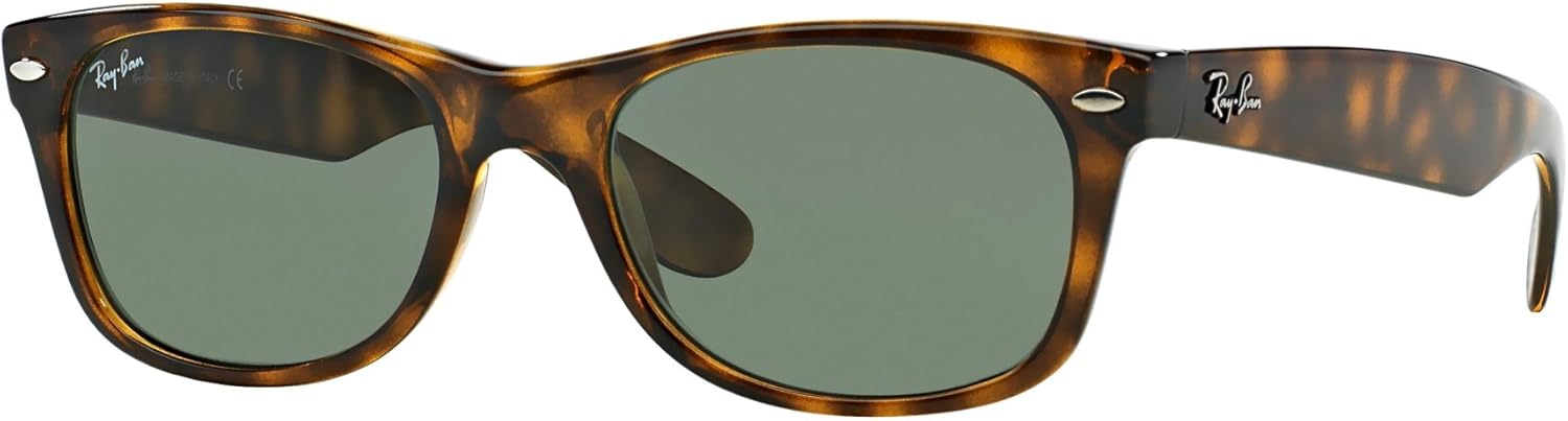 Ray-Ban RB2132 New Wayfarer Classic Unisex Sunglasses (Havana Frame/Green Lens 902L, 55)