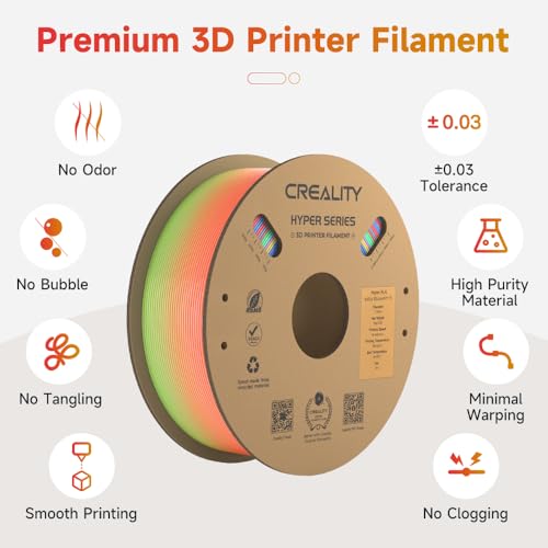 Creality PLA Plus Filament 1.75mm Rainbow Multicolor 1KG Spool O376011