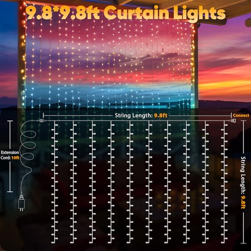 suddus Curtain Lights 300 LED Warm White for Bedroom, Outdoor & Christmas Decor K310