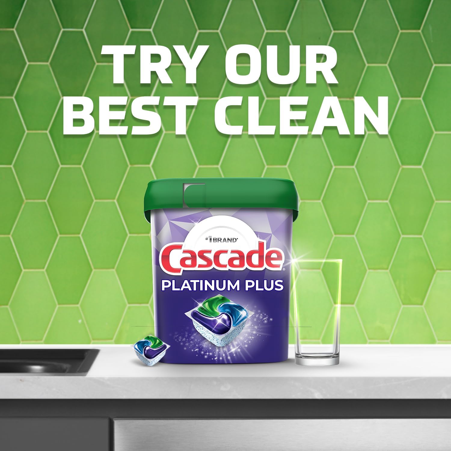 Cascade Platinum Plus Dishwasher Pods, Lemon, 52 Count Y3416