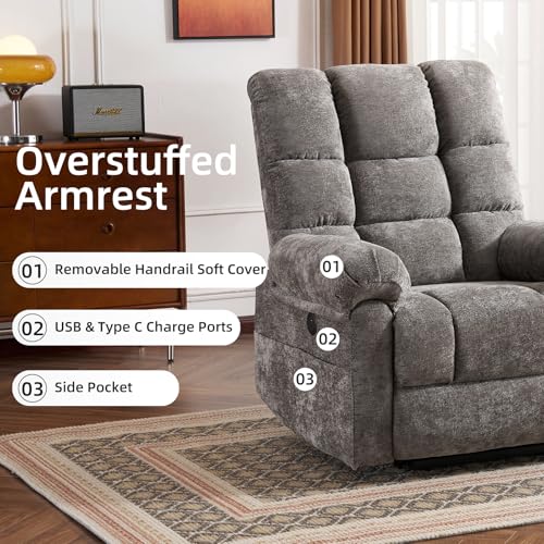 Oversized Power Lift Recliner Chair with Massage and Heat for Elderly, Beige R7985