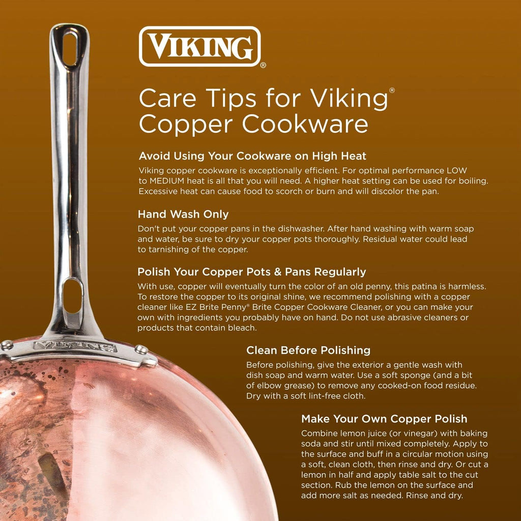 Viking Culinary 4-Ply Copper Clad Cookware Set, 9 Piece, Oven Safe B51011