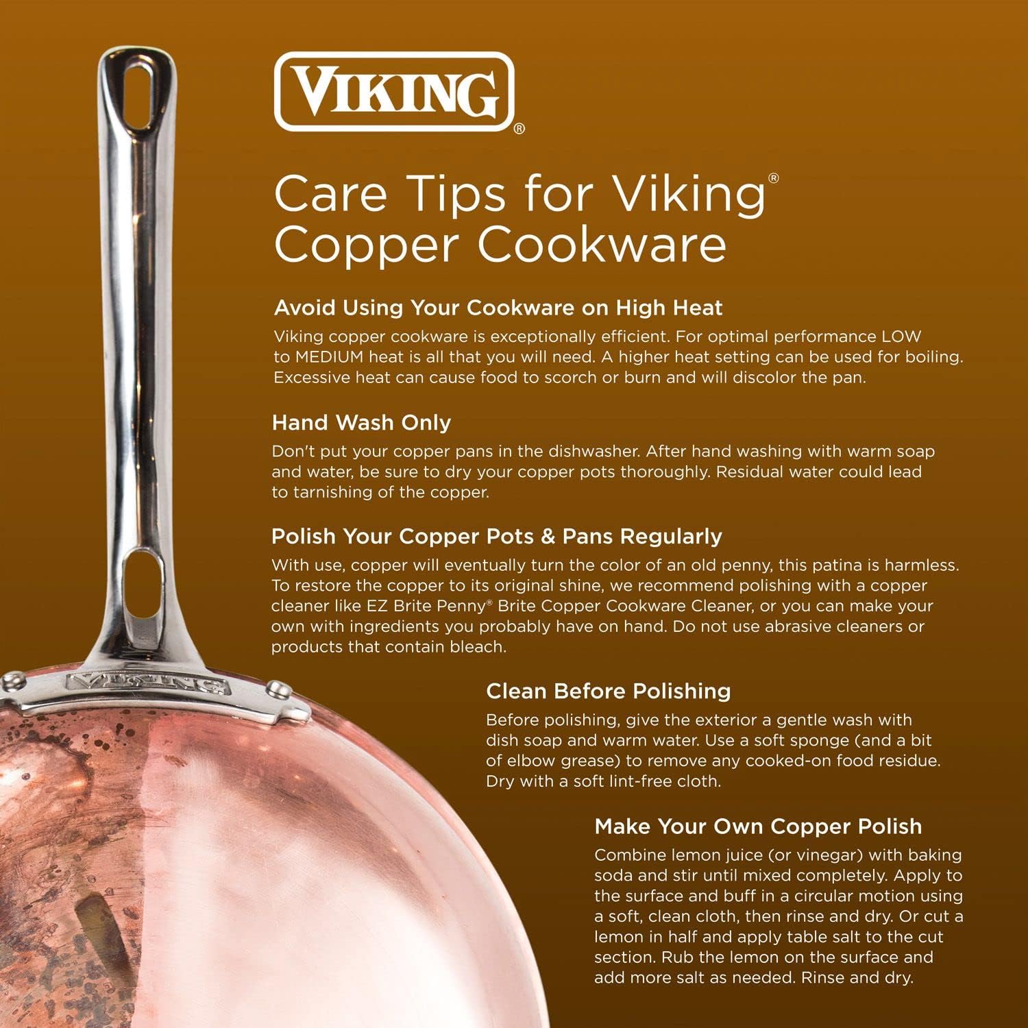 Viking Culinary 4-Ply Copper Clad Cookware Set, 9 Piece, Oven Safe B51011