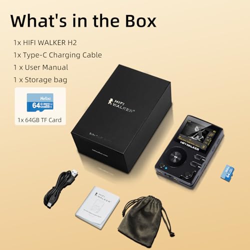 H2 Touch Hi Res MP3 Player with Bluetooth, 2.4" HD Touch Screen, 64GB W5819