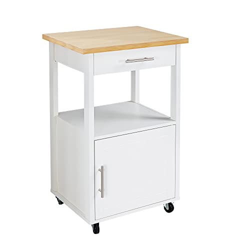 Shintenchi Kitchen Island Cart with Storage on Wheels, White V99091