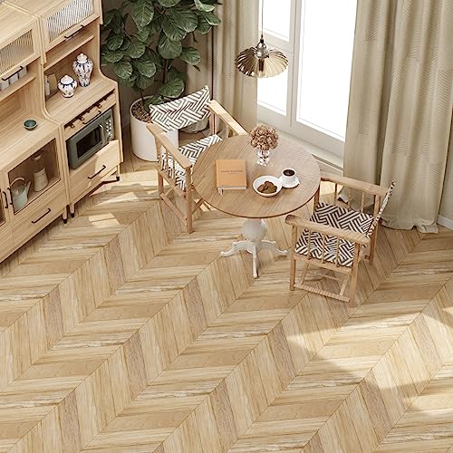 Oxdigi Peel and Stick Vinyl Flooring Roll 23"x393" Waterproof Wood Plank U1250