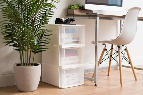 IRIS USA 17 Qt Plastic Drawer Storage Organizer, 4-Pack, White T2447
